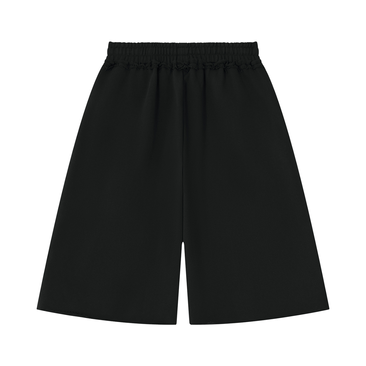 Unisex Heavyweight Raw Edge Shorts in black, alternate angle