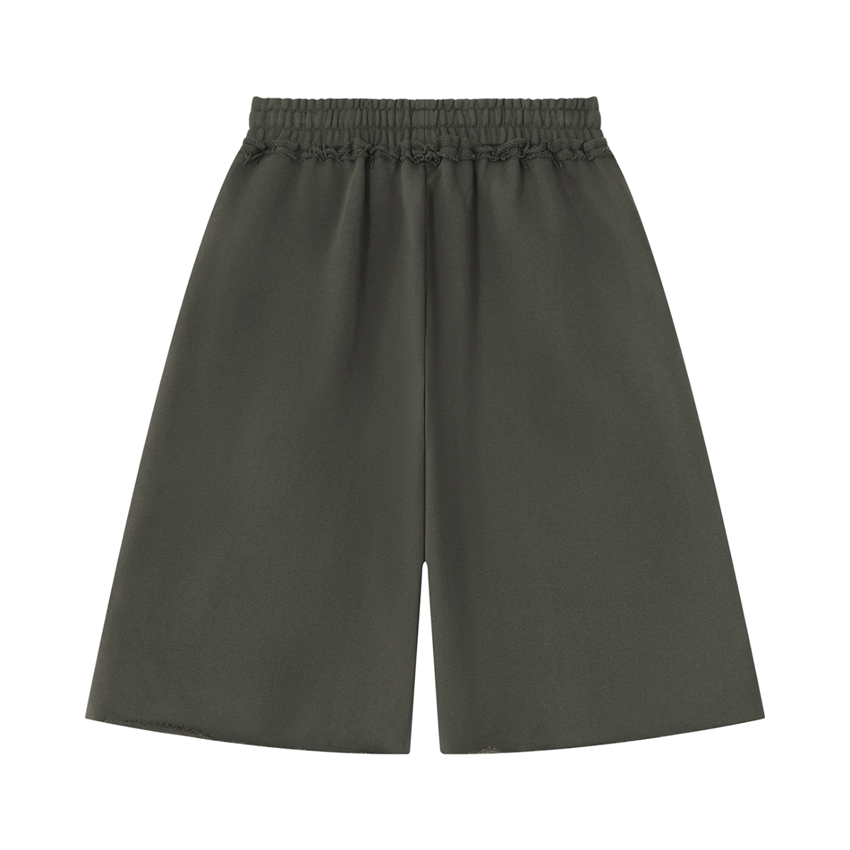 Unisex Heavyweight Raw Edge Shorts in dark gray, alternate angle