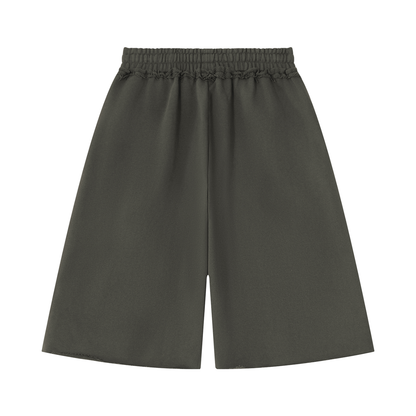 Unisex Heavyweight Raw Edge Shorts in dark gray, alternate angle