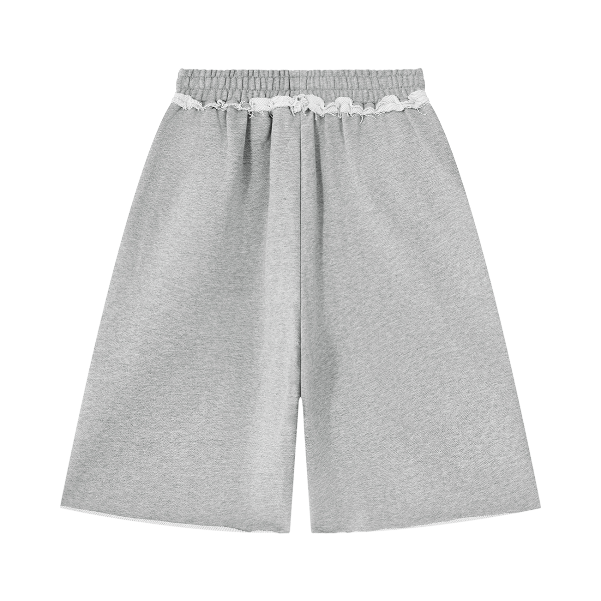 Unisex Heavyweight Raw Edge Shorts in flower gray, alternate angle