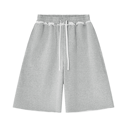 Unisex Heavyweight Raw Edge Shorts in flower gray