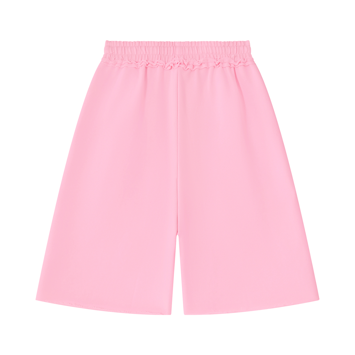 Unisex Heavyweight Raw Edge Shorts in light pink, alternate angle