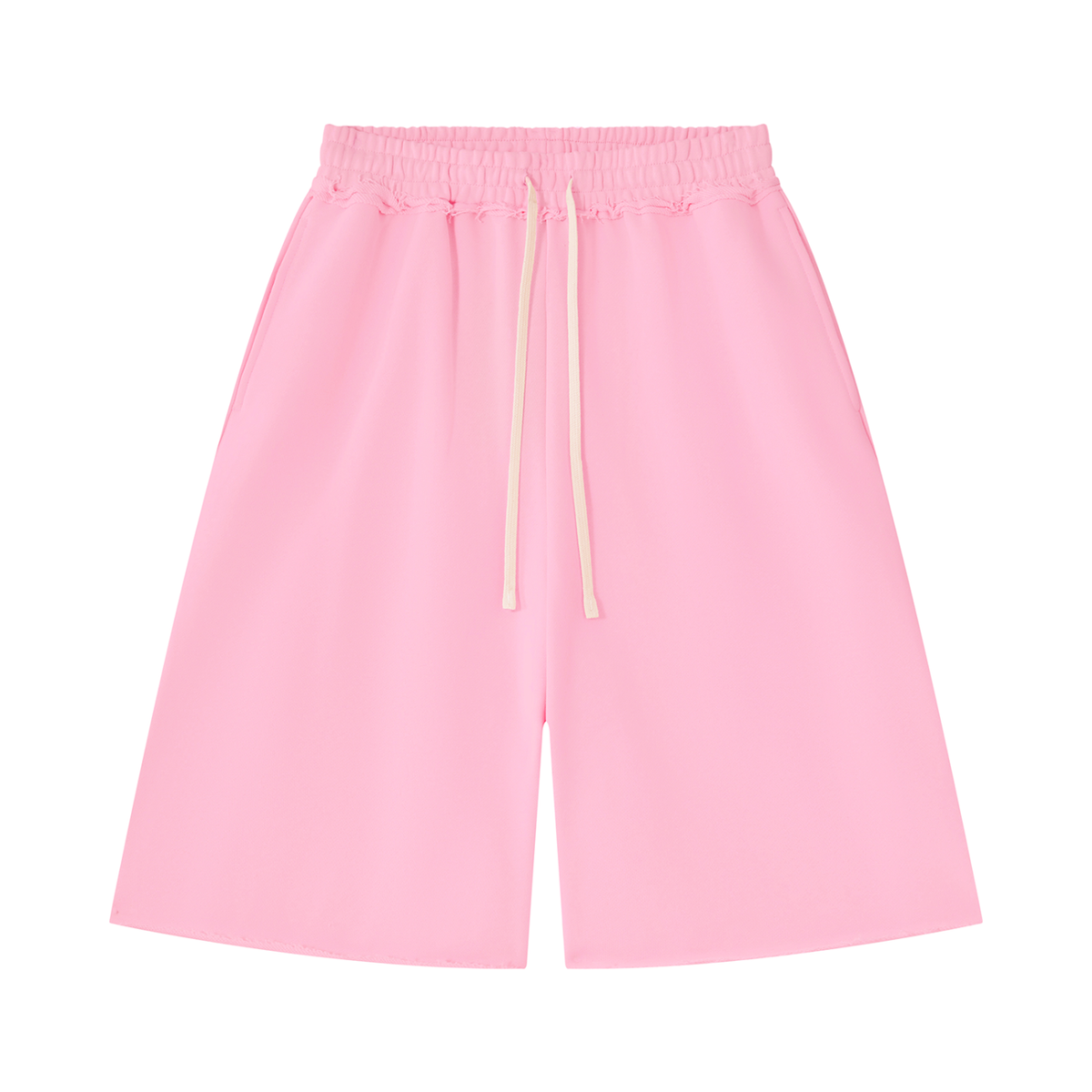 Unisex Heavyweight Raw Edge Shorts in light pink