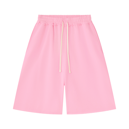 Unisex Heavyweight Raw Edge Shorts in light pink