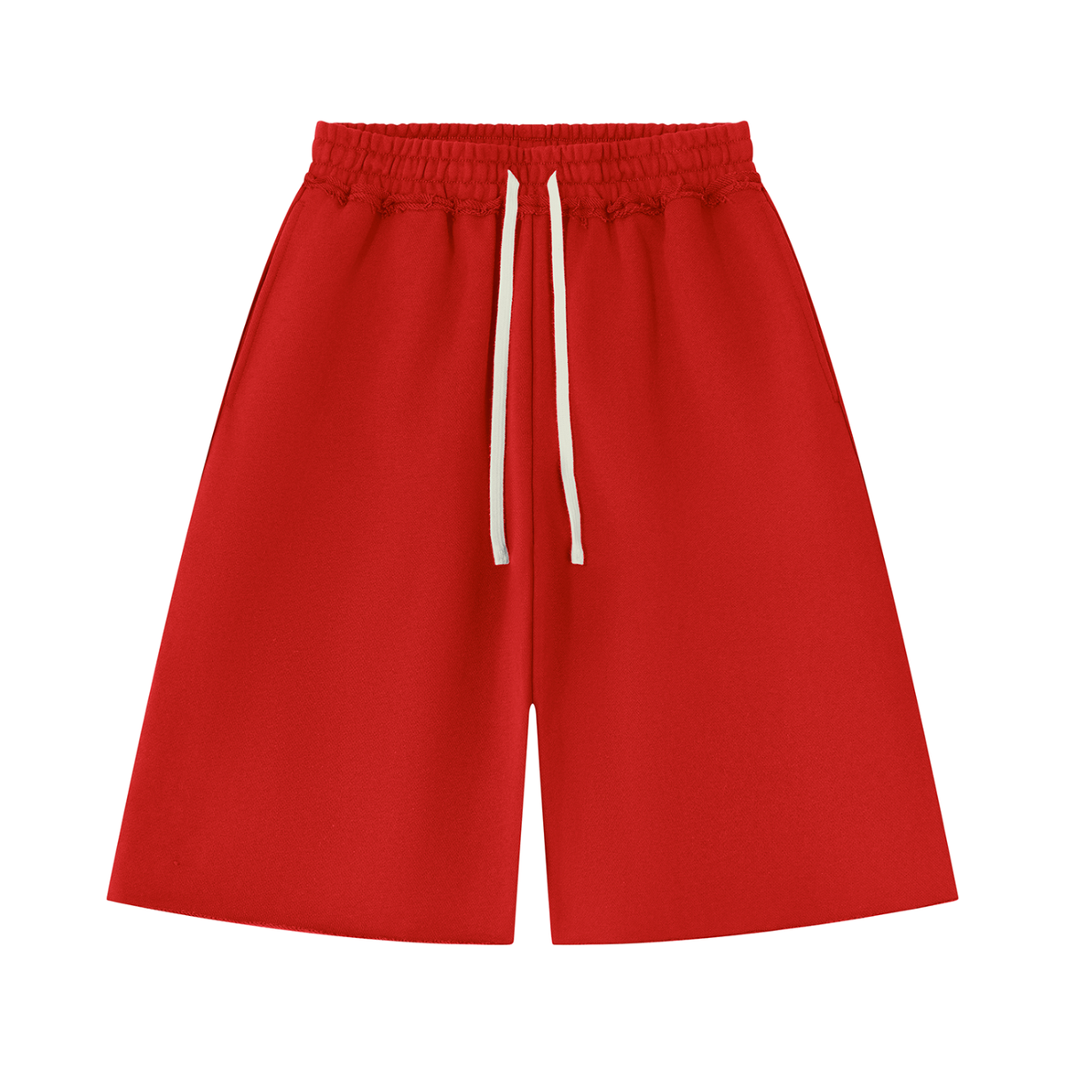Unisex Heavyweight Raw Edge Shorts in red