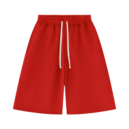 Unisex Heavyweight Raw Edge Shorts in red