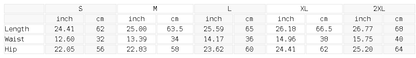Size chart for the Unisex Heavyweight Raw Edge Shorts