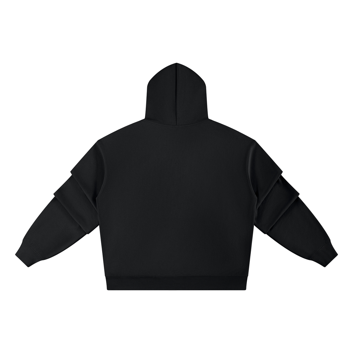 Unisex Heavyweight Ruched Sleeves Hoodie in black, alternate angle