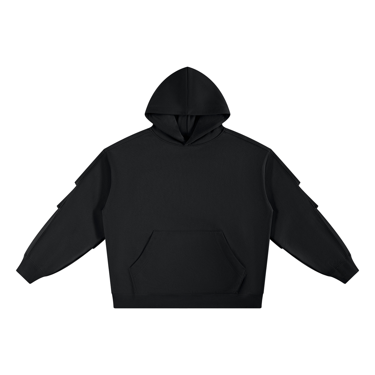 Unisex Heavyweight Ruched Sleeves Hoodie in black