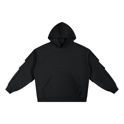 Unisex Heavyweight Ruched Sleeves Hoodie in black