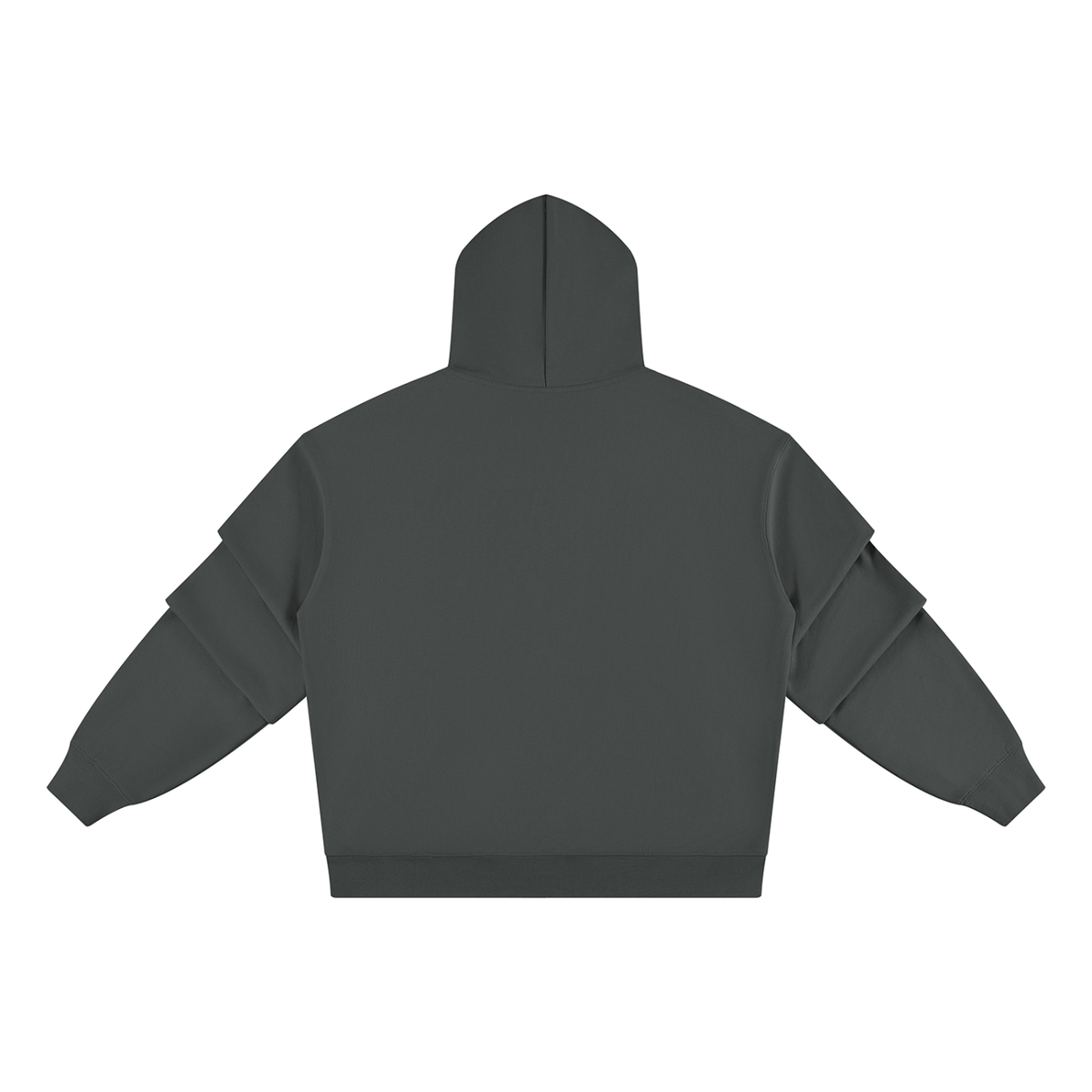 Unisex Heavyweight Ruched Sleeves Hoodie in dark gray, alternate angle