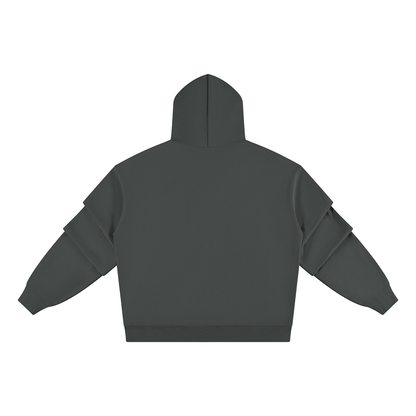 Unisex Heavyweight Ruched Sleeves Hoodie in dark gray, alternate angle