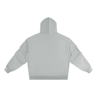 Unisex Heavyweight Ruched Sleeves Hoodie in flower gray, alternate angle
