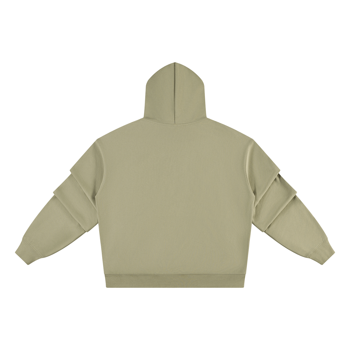 Unisex Heavyweight Ruched Sleeves Hoodie in gray green, alternate angle