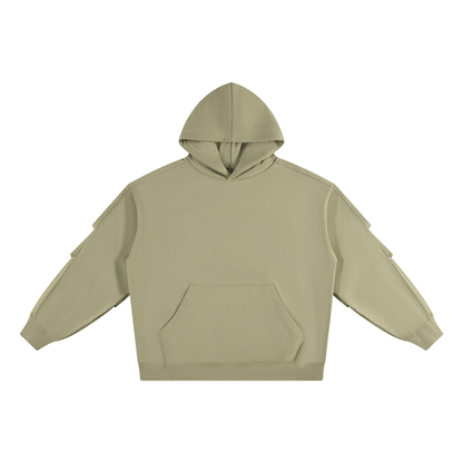 Unisex Heavyweight Ruched Sleeves Hoodie in gray green
