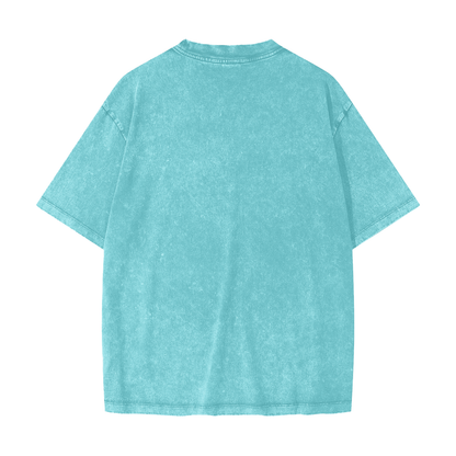 Unisex Heavyweight Snow Washed T-Shirt in acid blue, alternate angle
