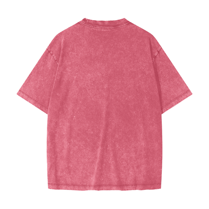 Unisex Heavyweight Snow Washed T-Shirt in cherry color, alternate angle