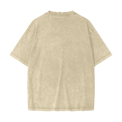 Unisex Heavyweight Snow Washed T-Shirt in khaki, alternate angle