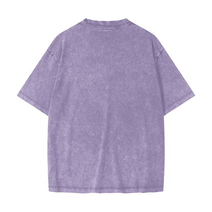 Unisex Heavyweight Snow Washed T-Shirt in light purple, alternate angle