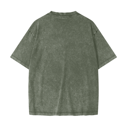Unisex Heavyweight Snow Washed T-Shirt in olive green, alternate angle