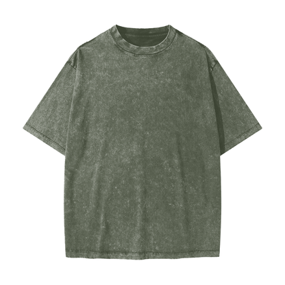 Unisex Heavyweight Snow Washed T-Shirt in olive green