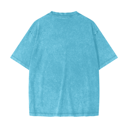 Unisex Heavyweight Snow Washed T-Shirt in sky blue, alternate angle