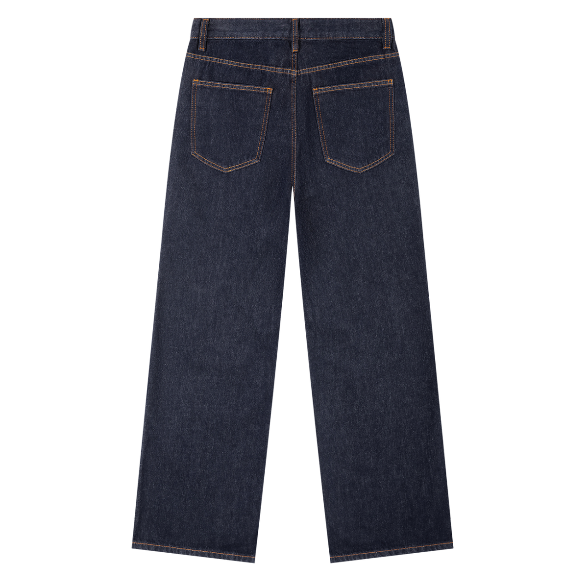 Unisex Heavyweight Straight Leg Denim Jeans in navy blue, alternate angle