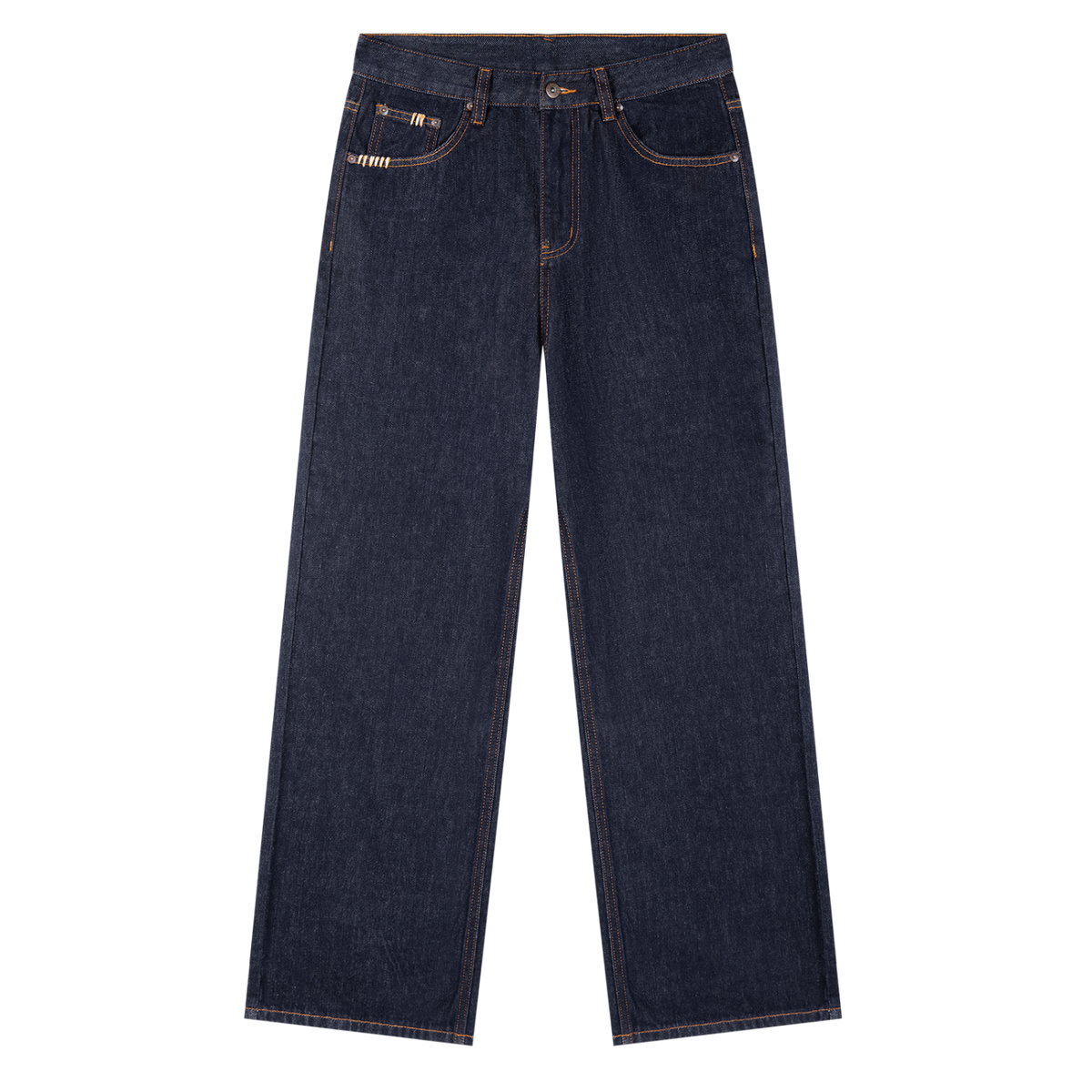 Unisex Heavyweight Straight Leg Denim Jeans in navy blue