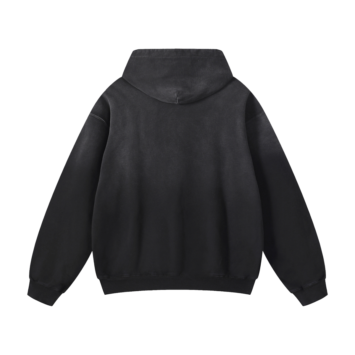 Unisex Heavyweight Sunfade Oversized Hoodie in black, alternate angle