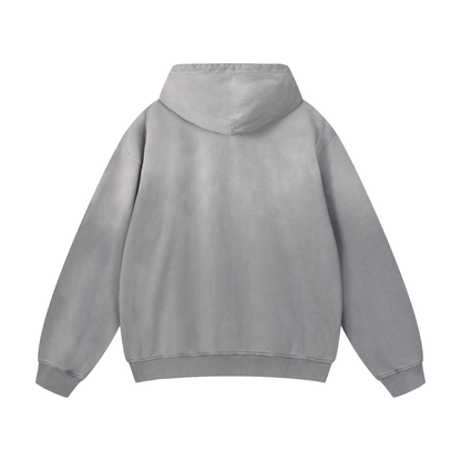 Unisex Heavyweight Sunfade Oversized Hoodie in gray, alternate angle