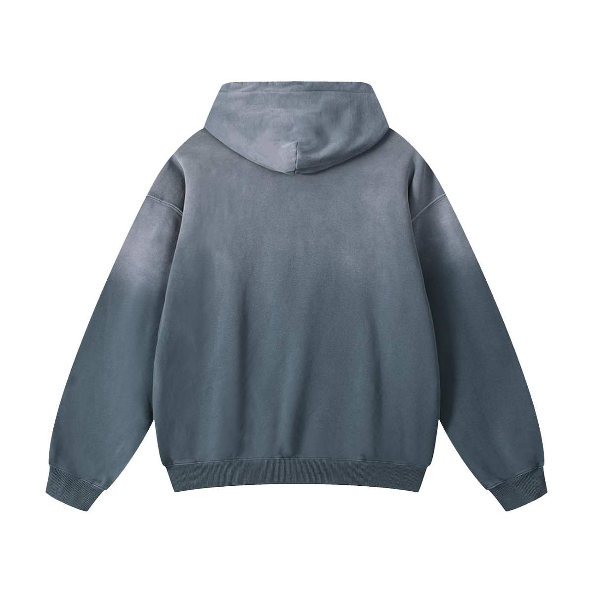 Unisex Heavyweight Sunfade Oversized Hoodie in gray blue, alternate angle