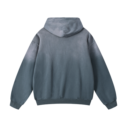 Unisex Heavyweight Sunfade Oversized Hoodie in gray blue, alternate angle