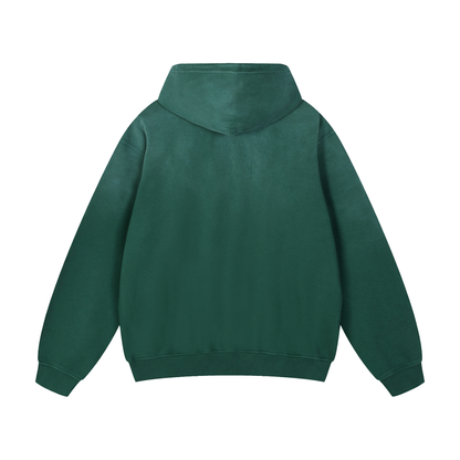Unisex Heavyweight Sunfade Oversized Hoodie in green, alternate angle