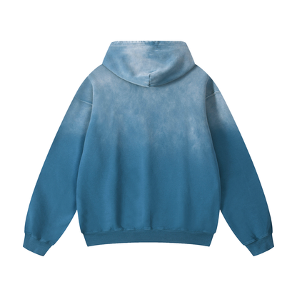 Unisex Heavyweight Sunfade Oversized Hoodie in jeans blue, alternate angle