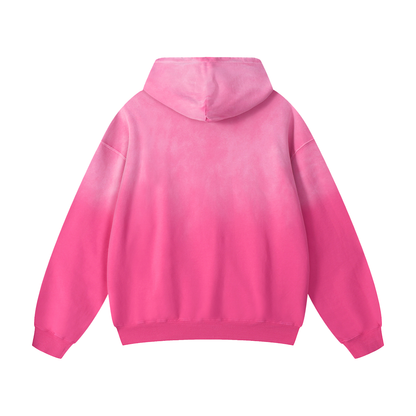 Unisex Heavyweight Sunfade Oversized Hoodie in pink, alternate angle