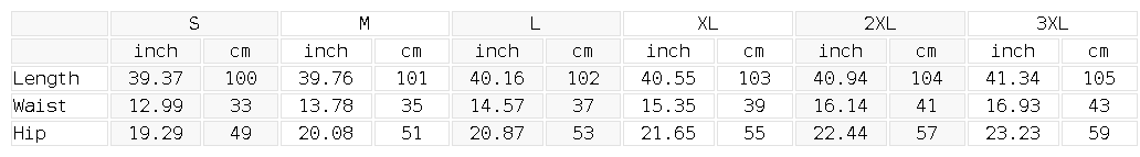 Size chart for the Unisex Heavyweight Sweatpants
