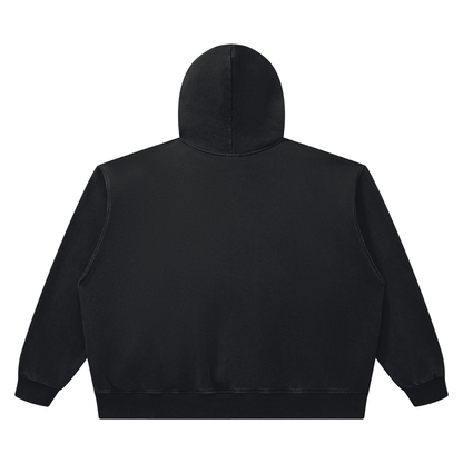 Unisex Heavyweight Vintage Wash Boxy Hoodie in black, alternate angle