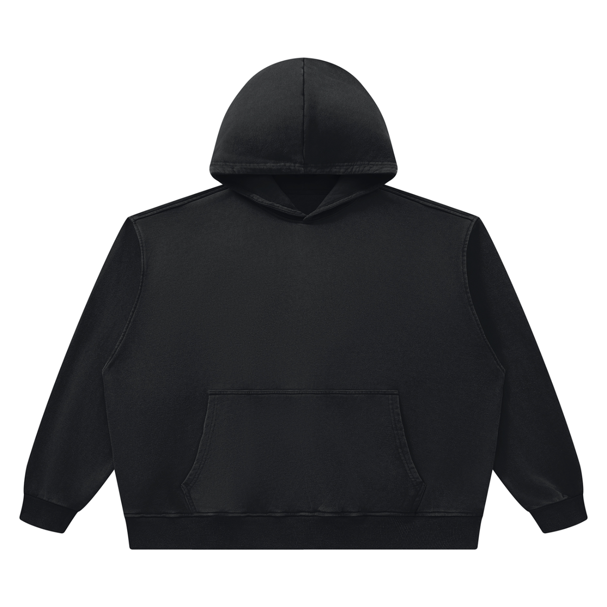 Unisex Heavyweight Vintage Wash Boxy Hoodie in black