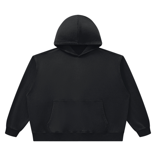 Unisex Heavyweight Vintage Wash Boxy Hoodie in black