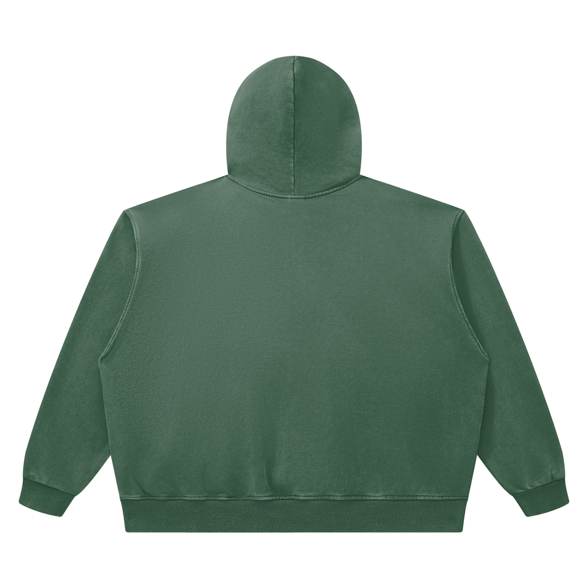 Unisex Heavyweight Vintage Wash Boxy Hoodie in blackish green, alternate angle