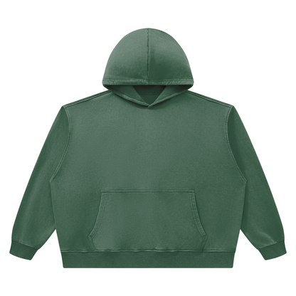 Unisex Heavyweight Vintage Wash Boxy Hoodie in blackish green