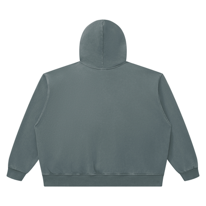Unisex Heavyweight Vintage Wash Boxy Hoodie in gray blue, alternate angle