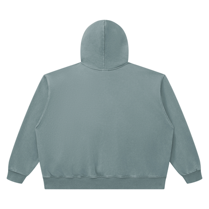 Unisex Heavyweight Vintage Wash Boxy Hoodie in haze blue, alternate angle