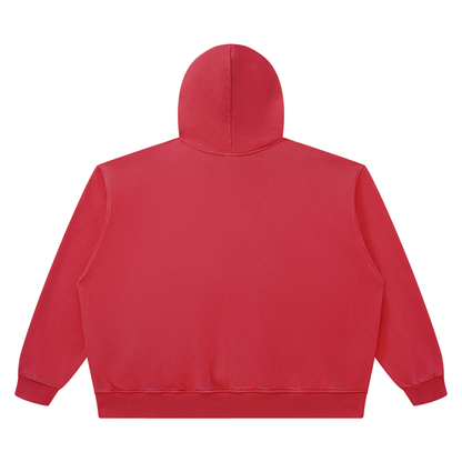 Unisex Heavyweight Vintage Wash Boxy Hoodie in red, alternate angle