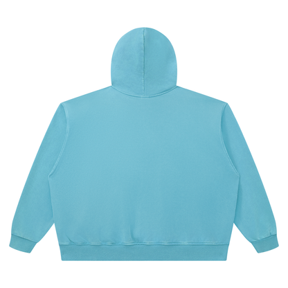 Unisex Heavyweight Vintage Wash Boxy Hoodie in sky blue, alternate angle