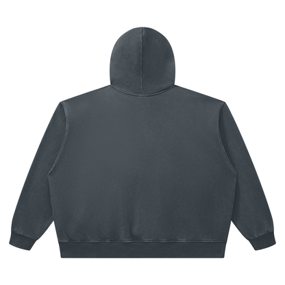 Unisex Heavyweight Vintage Wash Boxy Hoodie in washed blue, alternate angle