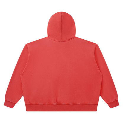 Unisex Heavyweight Vintage Wash Boxy Hoodie in washed red, alternate angle