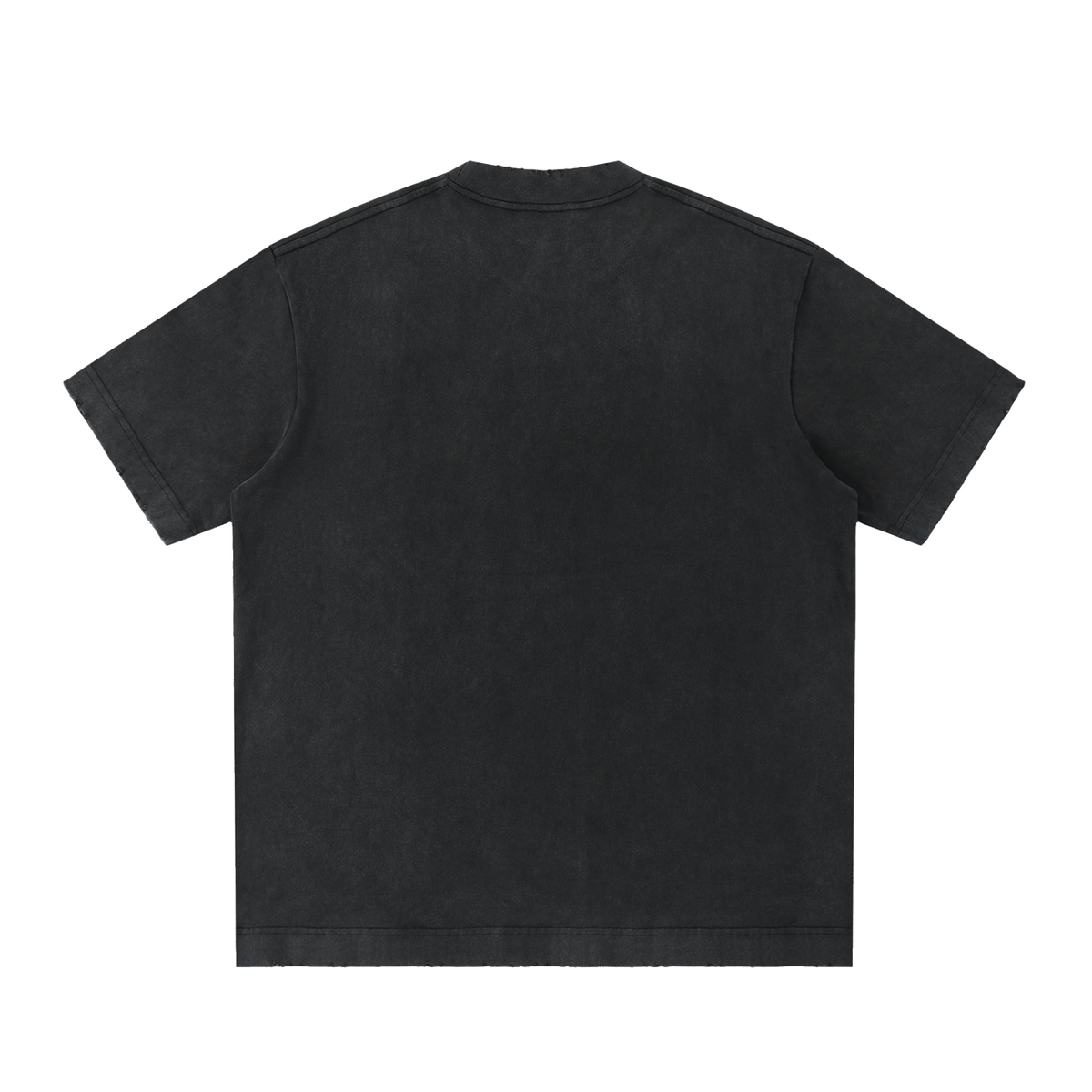 Unisex Heavyweight Vintage Washed Frayed T-Shirt in black, alternate angle