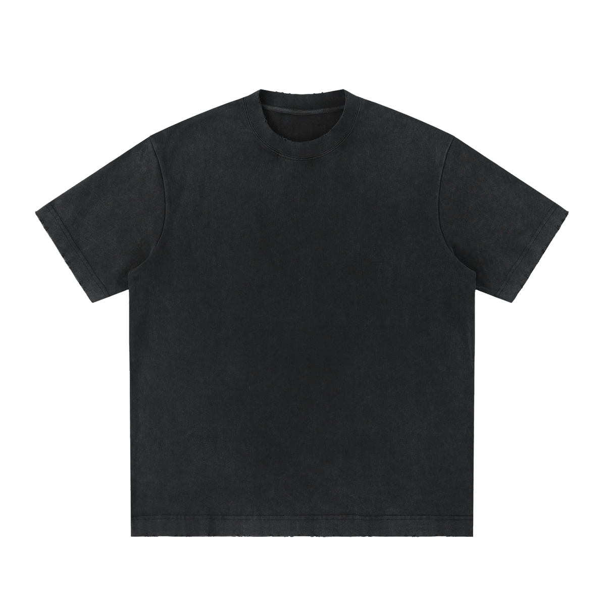 Unisex Heavyweight Vintage Washed Frayed T-Shirt in black