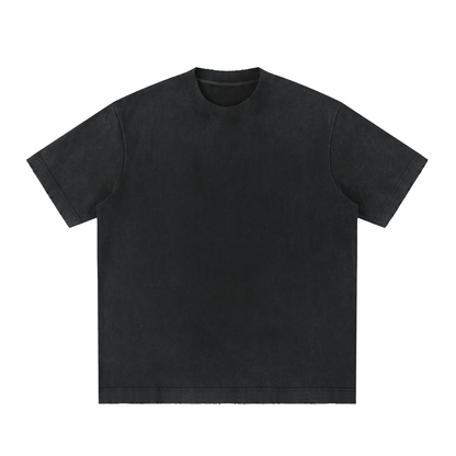 Unisex Heavyweight Vintage Washed Frayed T-Shirt in black